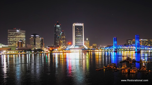 Beautiful Downtown Jacksonville Florida at Night